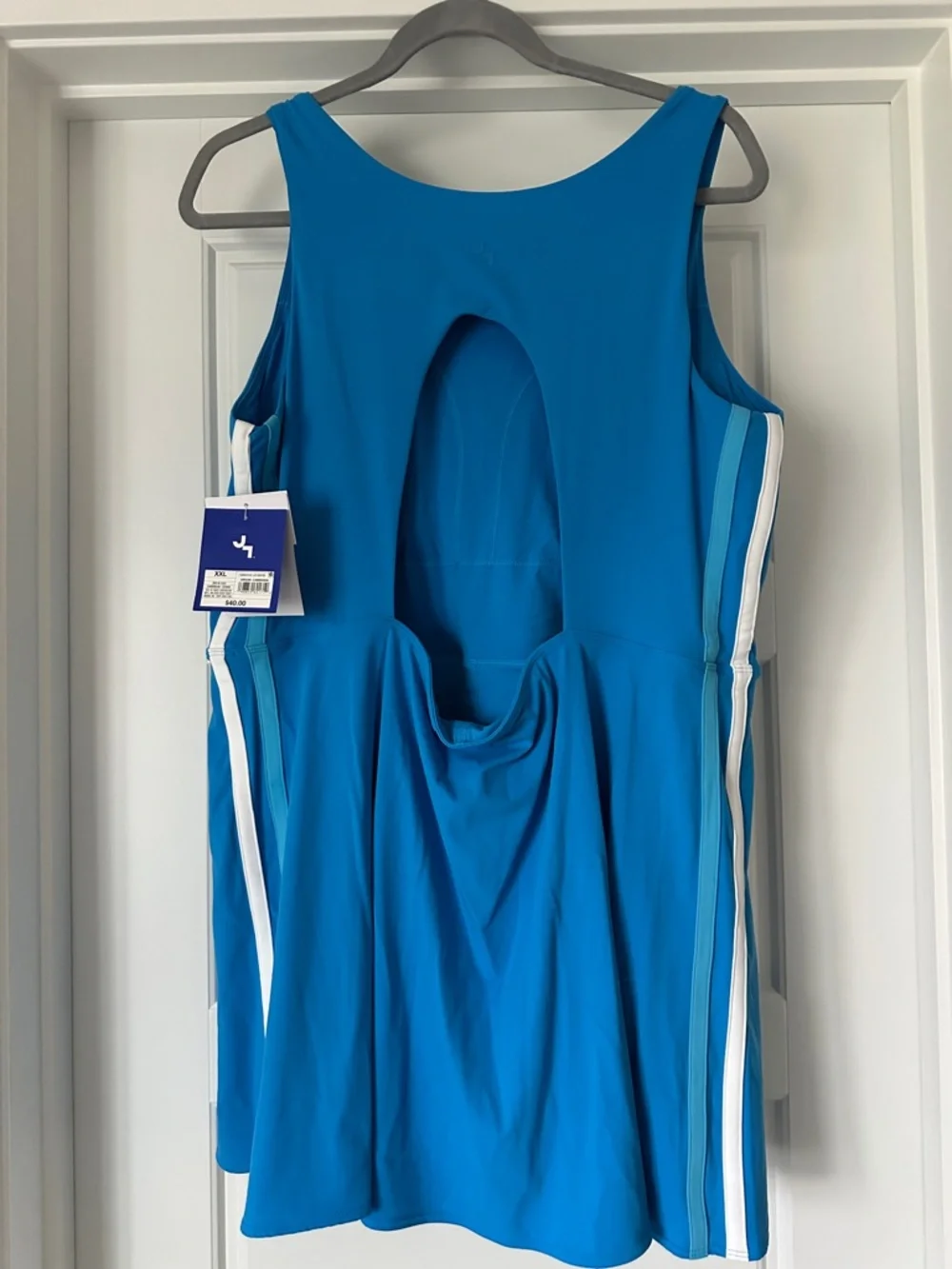 NWT Blue Athletic Dress with White Stripe - Picture 3 of 5